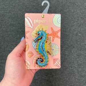 Blue Seahorse Hair Clip- Medium